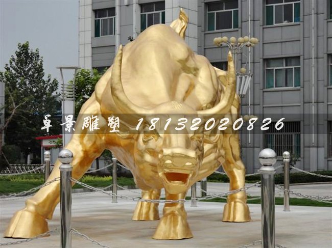 金牛雕塑，鑄銅金牛雕塑，貼金銅牛