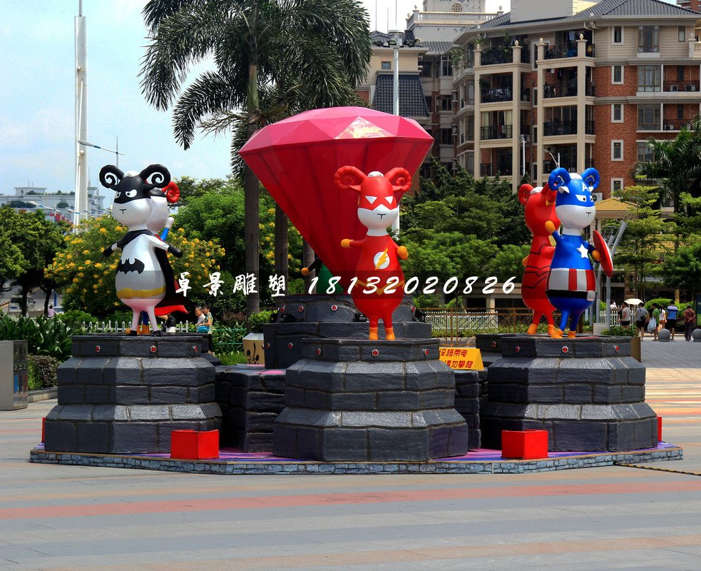 小區(qū)卡通雕塑，小區(qū)玻璃鋼人物雕塑 (1)