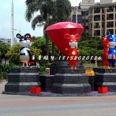 小區(qū)卡通雕塑，小區(qū)玻璃鋼人物雕塑