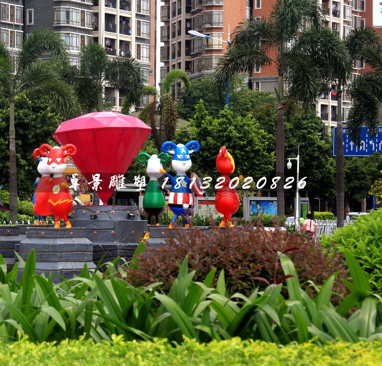 小區(qū)卡通雕塑，小區(qū)玻璃鋼人物雕塑