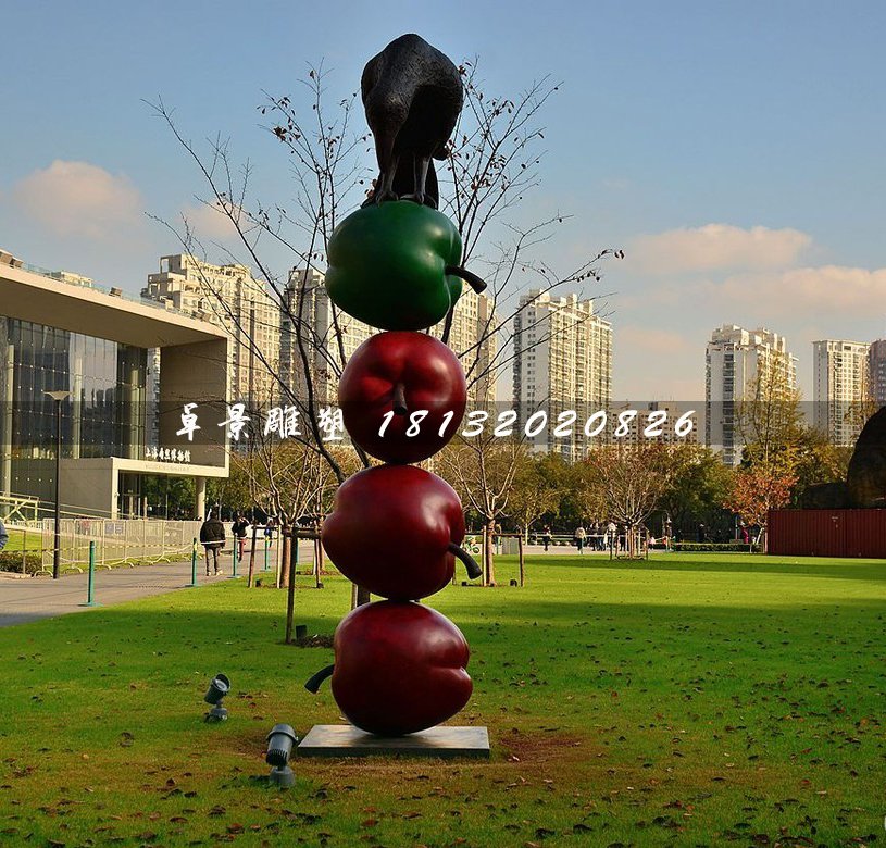 鑄銅蘋果雕塑，彩色蘋果雕塑