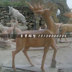 石頭鹿，石雕鹿雕塑，1.2米高石雕鹿