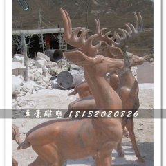 石頭小鹿雕塑，小鹿石雕