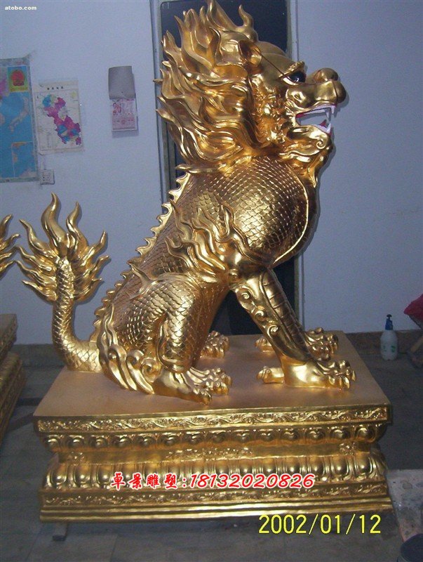 麒麟銅雕，鑄銅麒麟雕塑