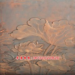 鍛銅荷花浮雕，鍛銅荷葉雕塑