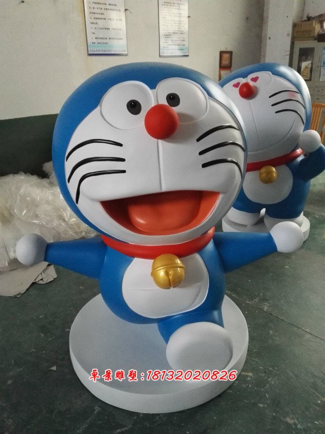 機(jī)器貓彩繪雕塑，玻璃鋼卡通機(jī)器貓現(xiàn)貨雕塑