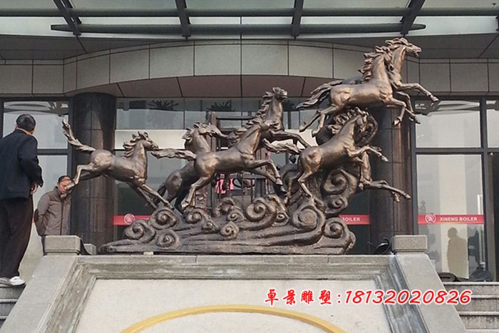八馬銅雕，八馬奔跑銅雕