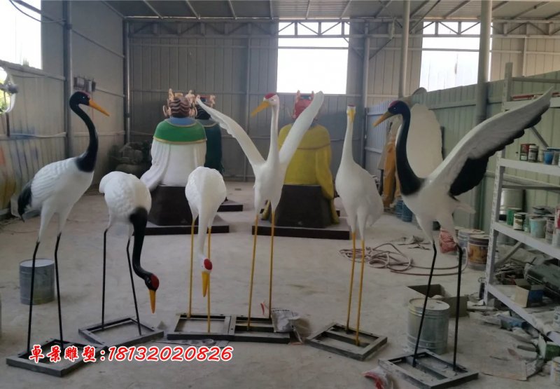 玻璃鋼仙鶴雕塑，玻璃鋼丹頂鶴 (2)
