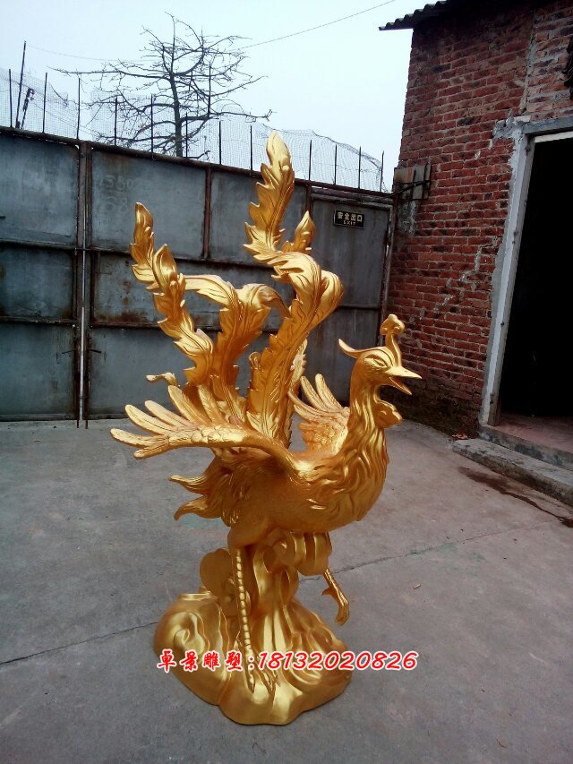 玻璃鋼鳳凰雕塑，仿真鳳凰雕塑 (2)