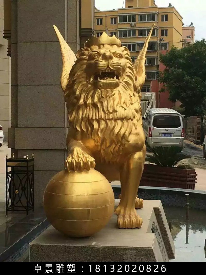 飛獅銅雕，鑄銅飛獅雕塑 (4)
