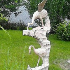 石材仙鶴雕塑，石雕鶴