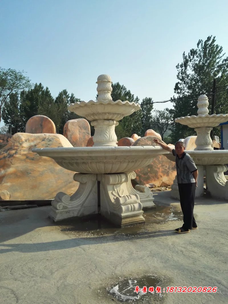 大理石噴泉，兩層石噴泉 (3)