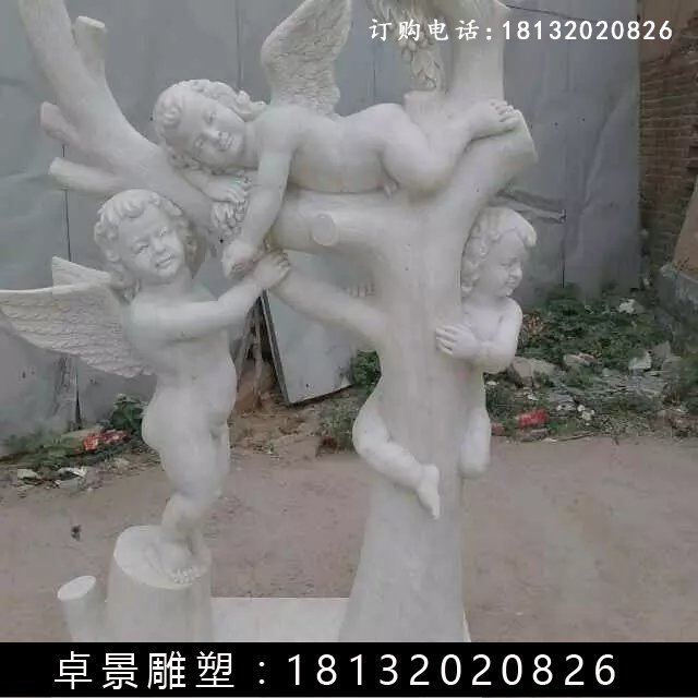小天使石雕，漢白玉小天使雕塑