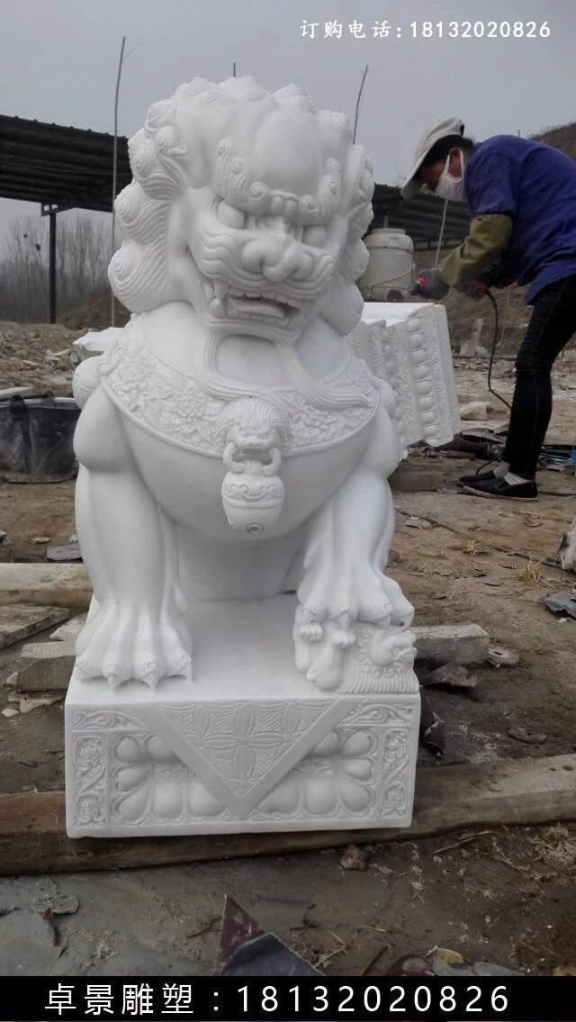 漢白玉獅子雕塑，北京獅漢白玉雕塑 (2)