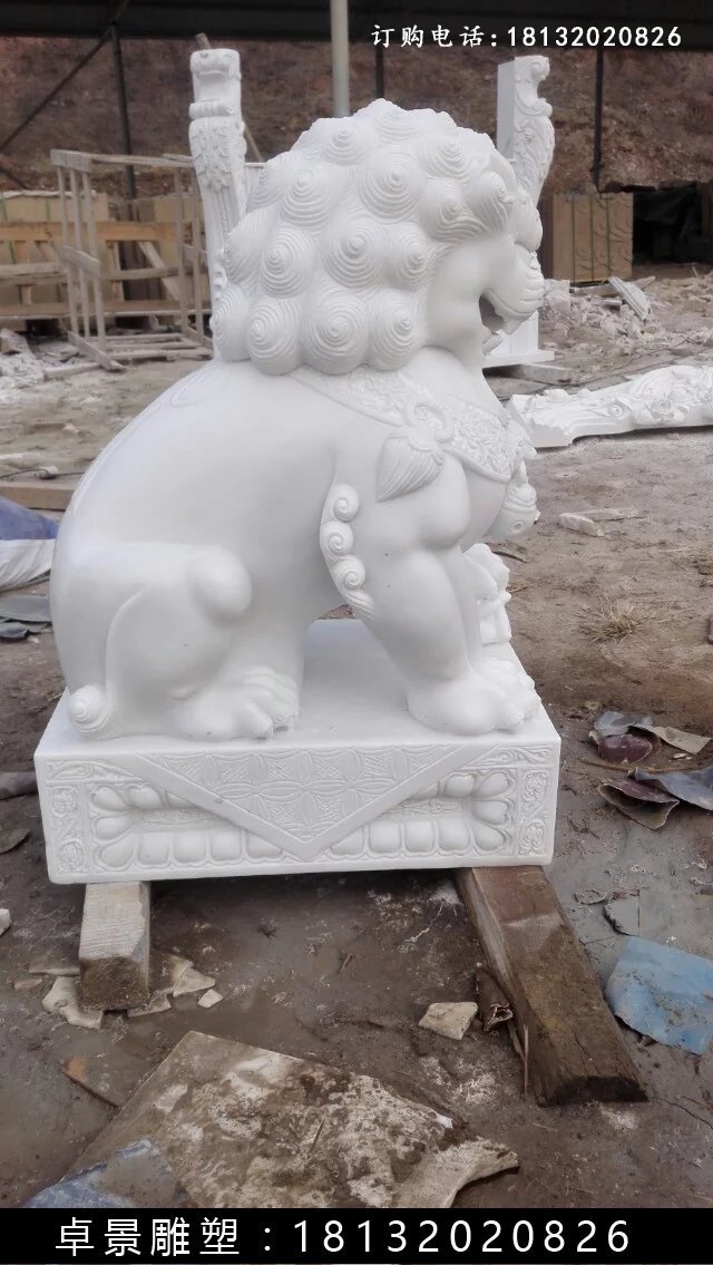 漢白玉獅子雕塑，北京獅漢白玉雕塑 (3)