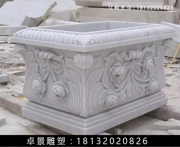 石水缸，漢白玉水缸雕塑 (3)