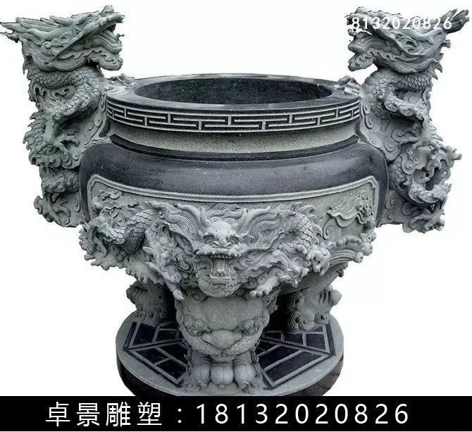 石圓鼎，石香爐雕塑 (5)
