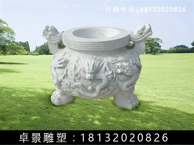 石圓鼎，石香爐雕塑 (6)