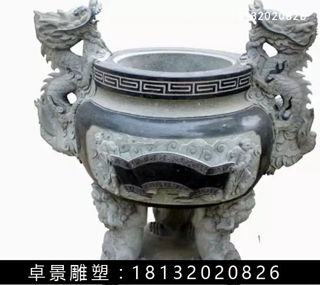 石圓鼎，石香爐雕塑 (7)