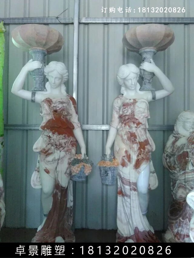 西方美女石燈，美女雕塑 (3)