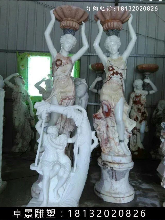 西方美女石燈，美女雕塑 (2)