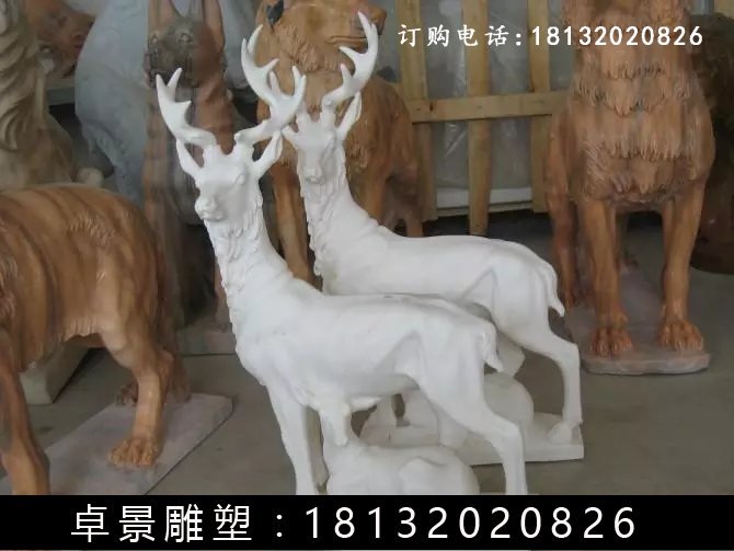 小鹿石雕，漢白玉小鹿雕塑