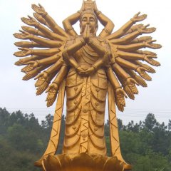 千手觀音銅雕，貼金千手觀音雕塑