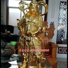 韋佗佛護(hù)法銅雕，鎏金銅韋佗護(hù)法雕塑