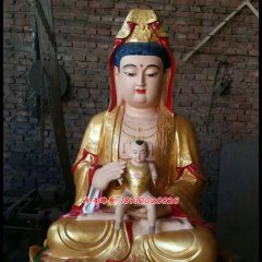 觀音送子銅雕，貼金銅觀音送子雕塑