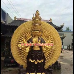 千手觀音銅雕，彩繪千手觀音銅雕