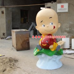 玻璃鋼小和尚雕塑，玻璃鋼人物雕塑