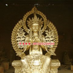 菩薩銅雕，貼金菩薩雕塑
