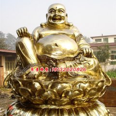 彌勒佛貼金銅雕，大肚彌勒佛雕塑