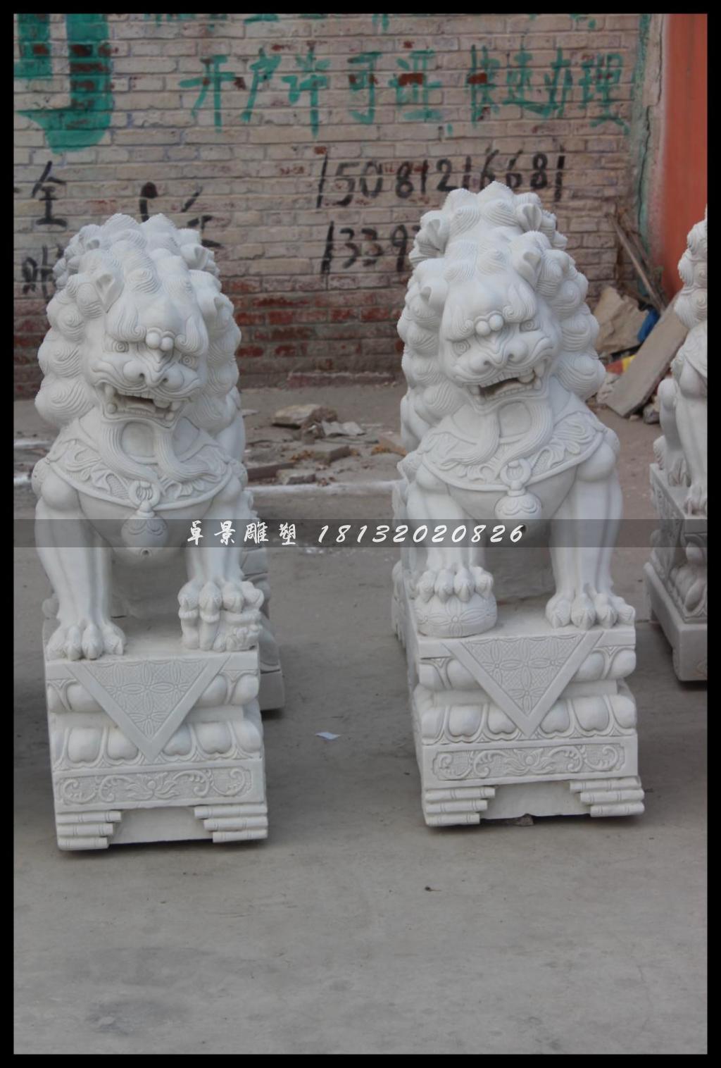 獅子石雕，漢白玉獅子雕塑 (1)