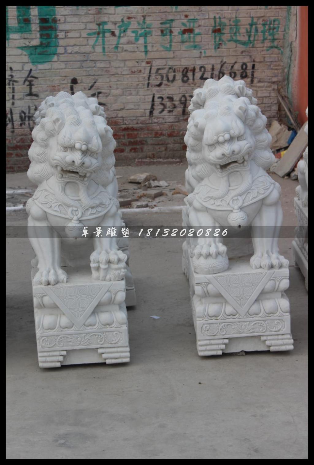 獅子石雕，漢白玉獅子雕塑 (2)