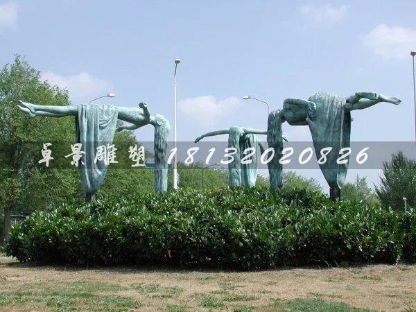 懸空平躺人物銅雕，公園小品銅雕