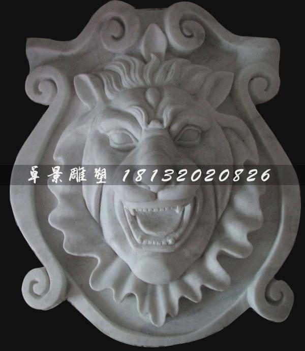 漢白玉獅子頭雕塑，獅子頭石雕 (2)