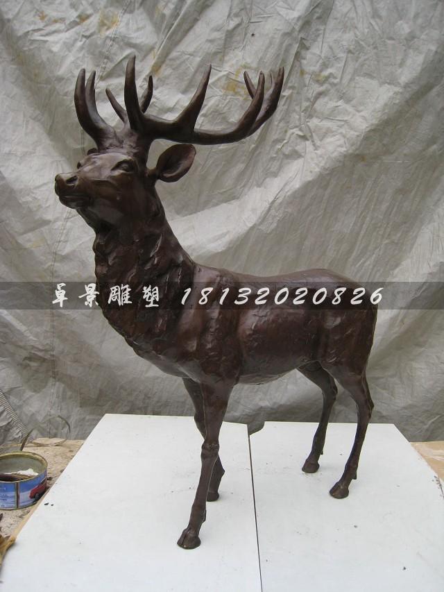 梅花鹿銅雕，紫銅梅花鹿雕塑