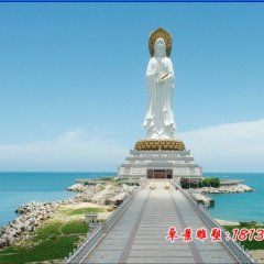 觀音菩薩石雕，漢白玉立式觀音菩薩石雕