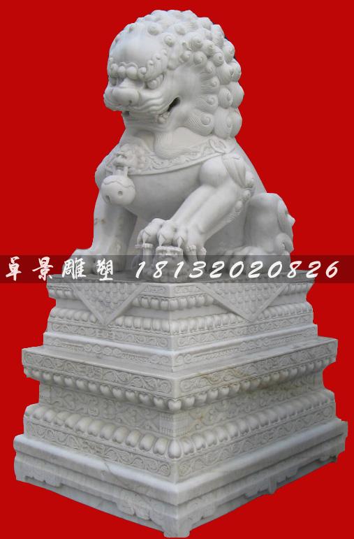 石獅子雕塑，漢白玉獅子雕塑 (2)