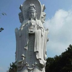 觀音菩薩石雕，三面觀音菩薩石雕