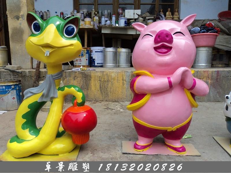 玻璃鋼十二生肖雕塑，玻璃鋼卡通十二生肖雕塑 (2)
