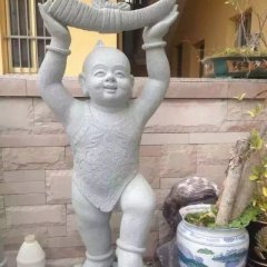 小孩石雕，善財(cái)童子石雕