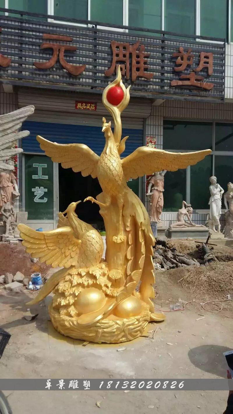玻璃鋼鳳凰雕塑，玻璃鋼動(dòng)物雕塑