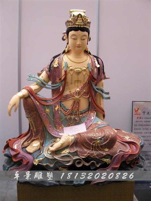 玻璃鋼觀音雕塑，坐式觀音菩薩玻璃鋼雕塑