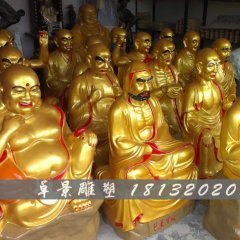 十八羅漢銅雕，十八羅漢彩繪銅雕