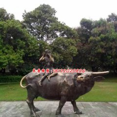 牧童騎牛銅雕，公園小品銅雕
