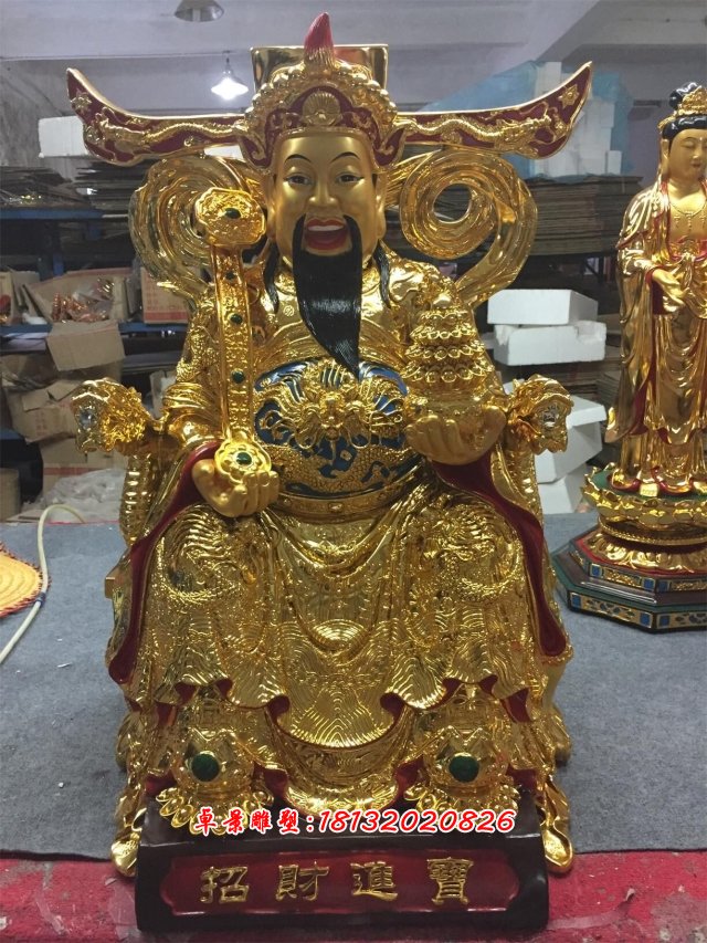 財(cái)神銅雕，鑄銅財(cái)神雕塑 (4)