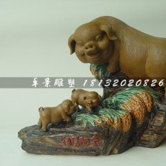 仿真小豬雕塑，玻璃鋼小豬雕塑