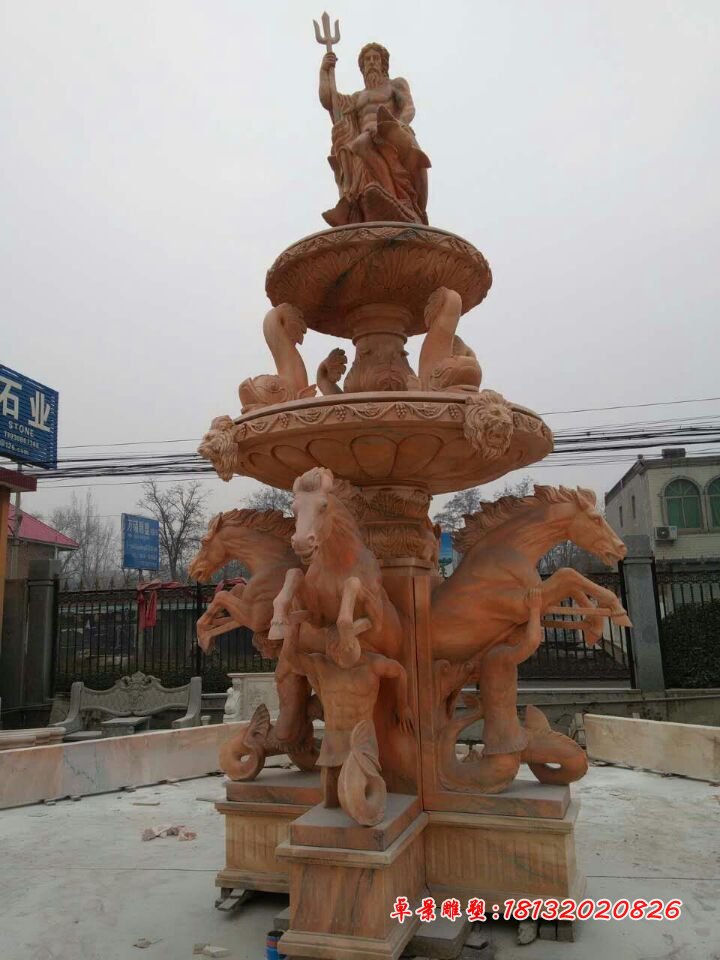 噴泉石雕，晚霞紅歐式噴泉石雕